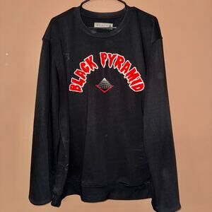 Black Pyramid Men's Spooky Logo Crewneck Pullover Sweatshirt Black Red XXXL